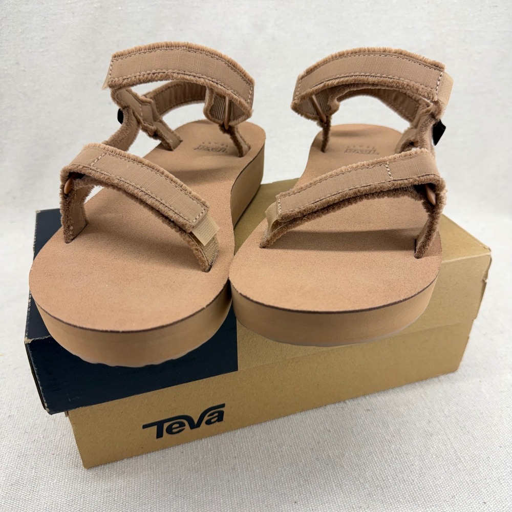 Teva Midform Universal Frayed Sesame Tan Flatform Sandals 1127570 Womens 8 - Picture 2 of 12